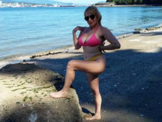 Cindysinx enjoys the day at the beach in Stanley park 2 of 16