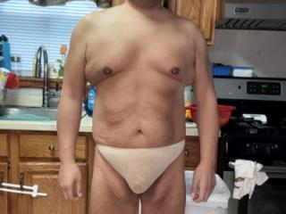 Nude CK thong in kitchen 2 of 20