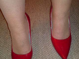 Her hot high heels in red