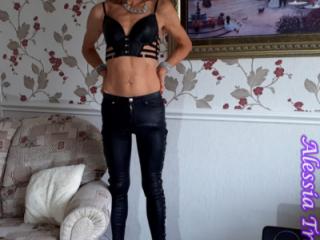 30b Alessia Travestita models Leather Jeans 15 of 17