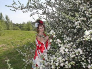 White Flowers Red Dress 17 of 19