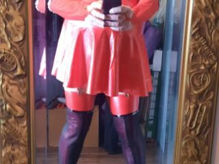 red pvc crossdressing slut for non-smokers only