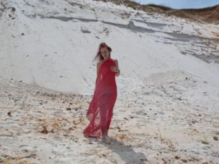 Red Shawl on white sand