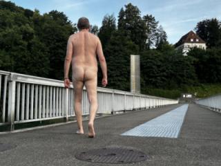 nude walk ln a bridge