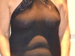 Nipples viewed Through Sheer Black Top and Dress 6 of 7