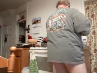 Half dressed cooking and laundry 2