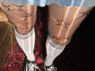 Feeling slutty in my fishnets 5 of 6