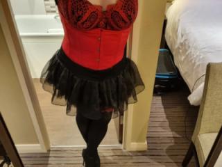 My cuck loves to wear women's clothes, breasts, stockings..... 9 of 13