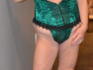 Sex in Emerald Green Satin Bustier and Thong 10 of 19