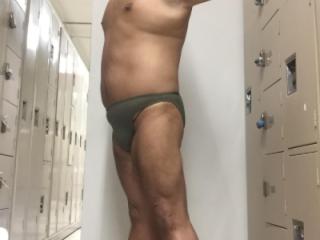 Olive Green bikini in YMCA Locker Room. Suck me? 4 of 15