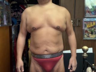 Red thong with Spike belt