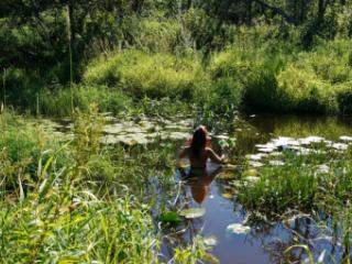 in a weedy pond 13 of 20
