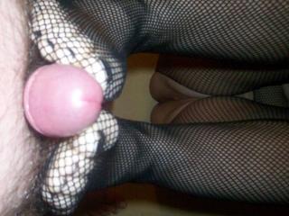 Another footjob in black fishnet body with black nails 7 of 17