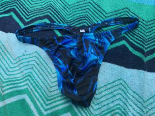 Bayonne sunbathing in Blue String thong bikini 6 of 18