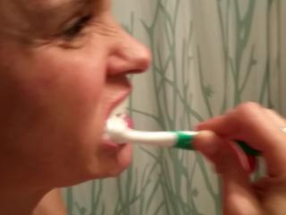 brushing my teeth with hubby's cum...