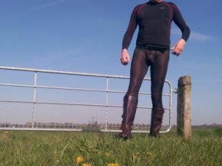 Sheer lycra tight with high shaft boots 3 of 6