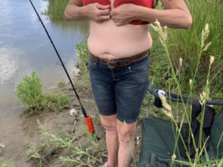 Topless fishing Father’s Day 3 of 7