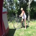 My wife on a bike with tits out