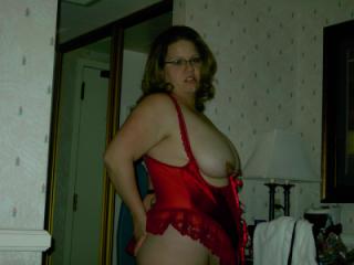 BigTit69 BBW Heather in Red 2 of 18