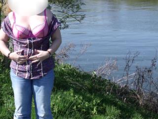 Debbie Flashing On The Riverbank 5 of 19