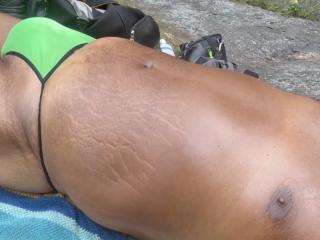Sunbathing in Park Green G-string 15 of 15