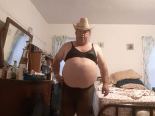 Cowboy hat and bra and nylons 5 1 of 10