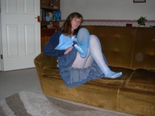Amanda wearing blue tights 247 3 of 5