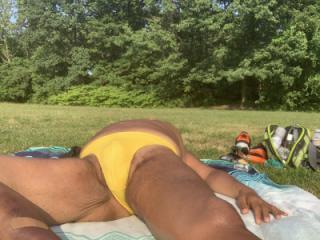 Yellow Thong in Bayonne Park. SUCK ME PLEASE!!! 17 of 20