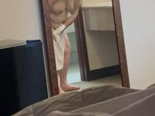 Watching the Queen Towel Off after Hotel Shower 4 of 12