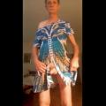 in my blue flowery dress nude underneath