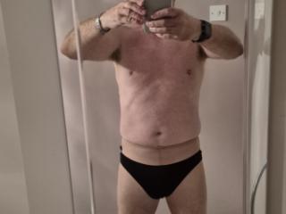 Trying on the wife's underwear