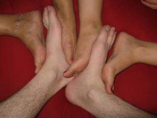 playing footsies with two young girlfriends 15 of 20