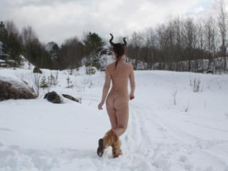 Naked on the Snow in Quarry 6 of 20