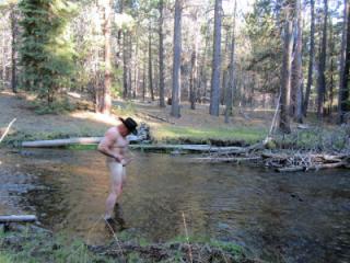 Naked on the trail and bathing in the creek. 1 of 9