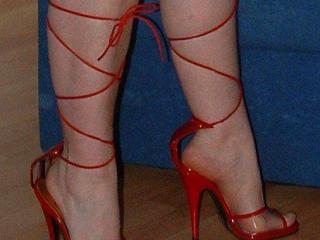 Horny 40s - red bound heels pose 1 20 of 20