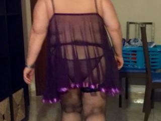 Heather in her purple nightie and enjoying her purple vibrator 9 of 20