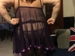 Heather in her purple nightie and enjoying her purple vibrator 17 of 20