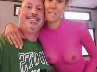 Sheer top with the hubby
