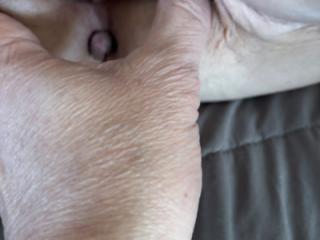 Mindi's dark hairy cunt, fingered, spread open to the pink, and HUGE creampie 1 of 5