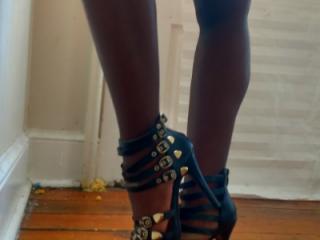 Daddy's ebony princess modeling her new shoes 1 of 16