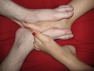 playing footsies with two young girlfriends 2 of 20