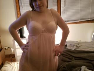 Wifey Tied in pink babydoll made to cum then facial 1 of 9