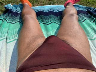 Sunbathing in Bayonne Park Burgundy Bikini 19 of 20