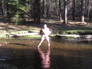 Bathing in the creek.