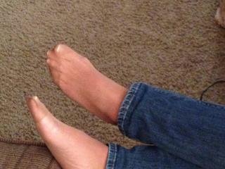 My candid pantyhose feet in jeans 7 of 20