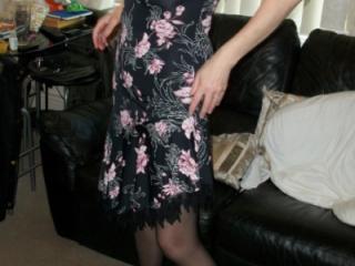 Wife black tights, dress & heels