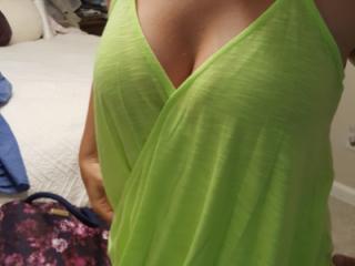 Trying on different lingerie...green top..and some tease shots.. 1 of 17