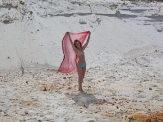 Red Shawl on white sand 4 of 20