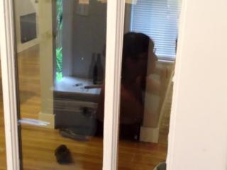 Blowing my man while he smokes a cigar in the mud room