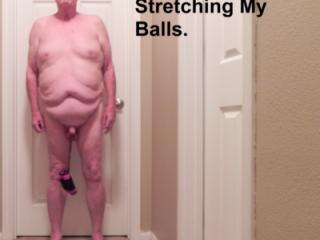 Stretching My Balls before getting ready to put a Green Squash Up My Ass 9 of 12
